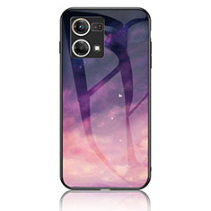 Silicone Frame Fashionable Pattern Mirror Case Cover LS4 for Oppo F21 Pro 4G Purple