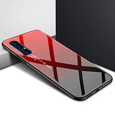 Silicone Frame Fashionable Pattern Mirror Case Cover S01 for Oppo Reno3 Pro Red