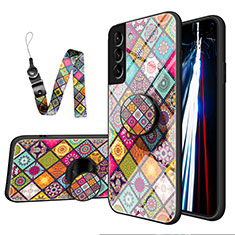 Silicone Frame Fashionable Pattern Mirror Case Cover S01 for Samsung Galaxy S22 Plus 5G Colorful