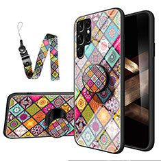 Silicone Frame Fashionable Pattern Mirror Case Cover S01 for Samsung Galaxy S24 Ultra 5G Colorful