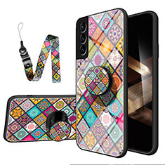 Silicone Frame Fashionable Pattern Mirror Case Cover S01 for Samsung Galaxy S25 Plus 5G Mixed