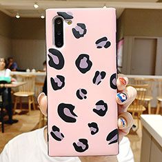 Silicone Frame Fashionable Pattern Mirror Case P01 for Samsung Galaxy Note 10 5G Pink