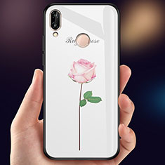 Silicone Frame Flowers Mirror Case Cover for Huawei Nova 3e Pink