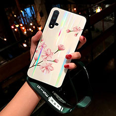 Silicone Frame Flowers Mirror Case Cover for Huawei Nova 5 Pink