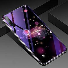 Silicone Frame Flowers Mirror Case Cover for Huawei P Smart Pro (2019) Purple