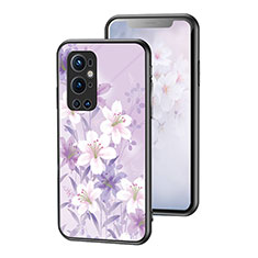 Silicone Frame Flowers Mirror Case Cover for OnePlus 9 Pro 5G Clove Purple