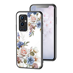 Silicone Frame Flowers Mirror Case Cover for OnePlus 9 Pro 5G White