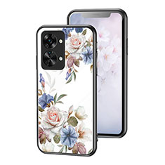 Silicone Frame Flowers Mirror Case Cover for OnePlus Nord 2T 5G White