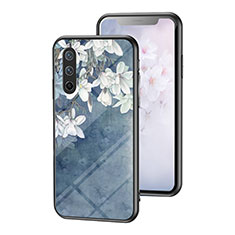 Silicone Frame Flowers Mirror Case Cover for OnePlus Nord CE 5G Blue