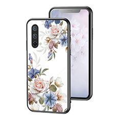 Silicone Frame Flowers Mirror Case Cover for OnePlus Nord CE 5G White