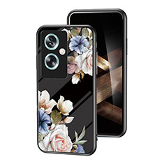 Silicone Frame Flowers Mirror Case Cover for Oppo A2 5G Black