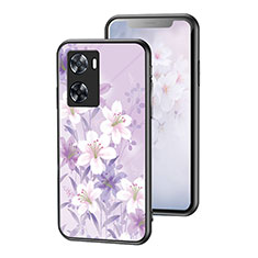 Silicone Frame Flowers Mirror Case Cover for Oppo A57s Clove Purple