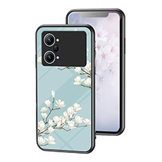Silicone Frame Flowers Mirror Case Cover for Oppo K10 Pro 5G Cyan
