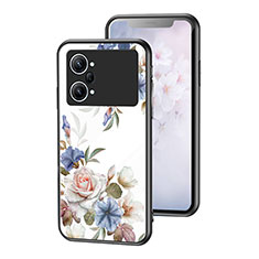 Silicone Frame Flowers Mirror Case Cover for Oppo K10 Pro 5G White