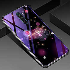 Silicone Frame Flowers Mirror Case Cover for Oppo Reno Ace Purple