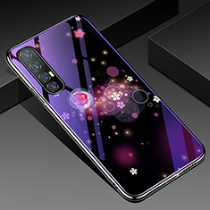 Silicone Frame Flowers Mirror Case Cover for Oppo Reno3 Pro Purple