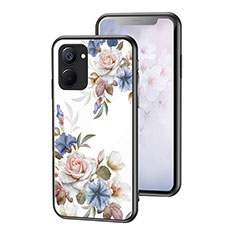 Silicone Frame Flowers Mirror Case Cover for Realme 10S 5G White