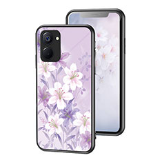 Silicone Frame Flowers Mirror Case Cover for Realme V20 5G Clove Purple