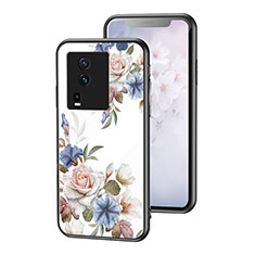 Silicone Frame Flowers Mirror Case Cover for Vivo iQOO Neo7 SE White