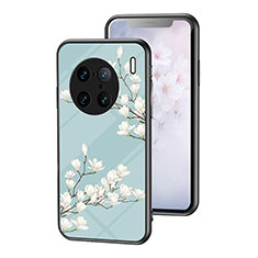 Silicone Frame Flowers Mirror Case Cover for Vivo X90 Pro+ Plus 5G Cyan