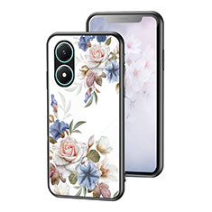 Silicone Frame Flowers Mirror Case Cover for Vivo Y02S White