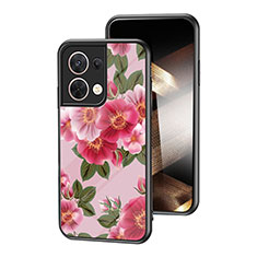 Silicone Frame Flowers Mirror Case Cover for Xiaomi Redmi Note 13 Pro 5G Red