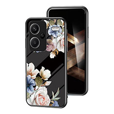 Silicone Frame Flowers Mirror Case Cover for Xiaomi Redmi Note 13 Pro+ Plus 5G Black