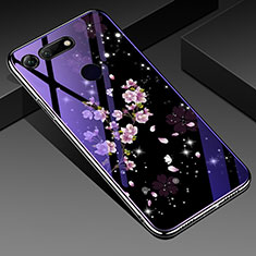 Silicone Frame Flowers Mirror Case Cover K01 for Huawei Honor View 20 Purple