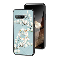 Silicone Frame Flowers Mirror Case Cover S01 for Asus ROG Phone 3 Strix ZS661KS Cyan