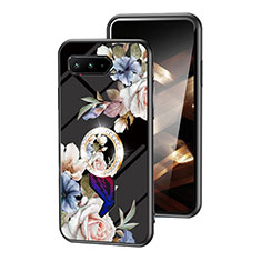 Silicone Frame Flowers Mirror Case Cover S01 for Asus ROG Phone 5 Pro Black