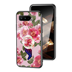 Silicone Frame Flowers Mirror Case Cover S01 for Asus ROG Phone 5 Pro Red