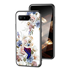 Silicone Frame Flowers Mirror Case Cover S01 for Asus ROG Phone 5 ZS673KS White