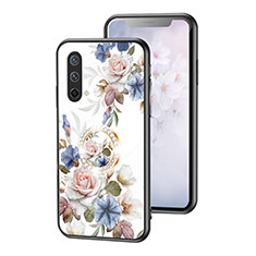 Silicone Frame Flowers Mirror Case Cover S01 for OnePlus Nord CE 5G White