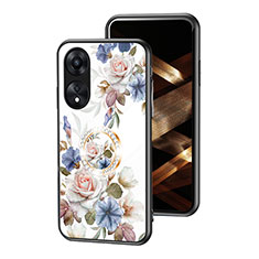 Silicone Frame Flowers Mirror Case Cover S01 for Oppo A18 White