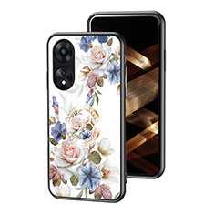 Silicone Frame Flowers Mirror Case Cover S01 for Oppo A38 White