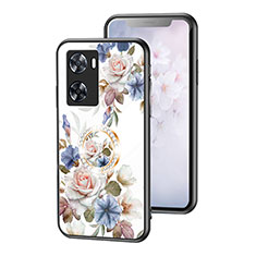 Silicone Frame Flowers Mirror Case Cover S01 for Oppo A57 4G White
