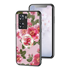 Silicone Frame Flowers Mirror Case Cover S01 for Oppo A57s Red