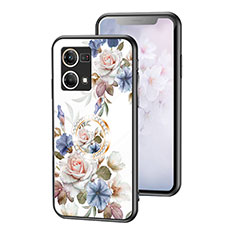 Silicone Frame Flowers Mirror Case Cover S01 for Oppo F21s Pro 4G White