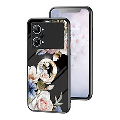 Silicone Frame Flowers Mirror Case Cover S01 for Oppo K10 Pro 5G Black