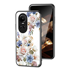 Silicone Frame Flowers Mirror Case Cover S01 for Oppo Reno10 5G White