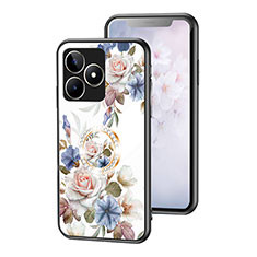 Silicone Frame Flowers Mirror Case Cover S01 for Realme C53 White