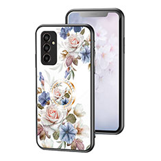 Silicone Frame Flowers Mirror Case Cover S01 for Samsung Galaxy F13 4G White