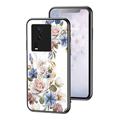 Silicone Frame Flowers Mirror Case Cover S01 for Vivo iQOO Neo7 5G White