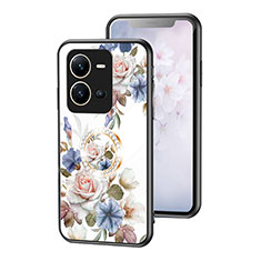 Silicone Frame Flowers Mirror Case Cover S01 for Vivo V25e White