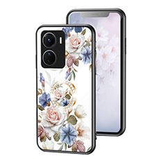 Silicone Frame Flowers Mirror Case Cover S01 for Vivo Y16 White