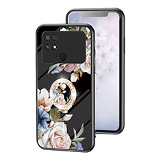 Silicone Frame Flowers Mirror Case Cover S01 for Xiaomi Poco C40 Black