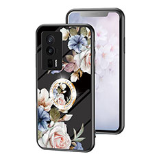 Silicone Frame Flowers Mirror Case Cover S01 for Xiaomi Poco F5 Pro 5G Black