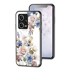 Silicone Frame Flowers Mirror Case Cover S01 for Xiaomi Redmi Note 12 Pro 5G White