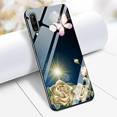 Silicone Frame Flowers Mirror Case M01 for Huawei P30 Lite Blue