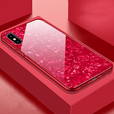 Silicone Frame Mirror Case Cover for Apple iPhone Xs Red